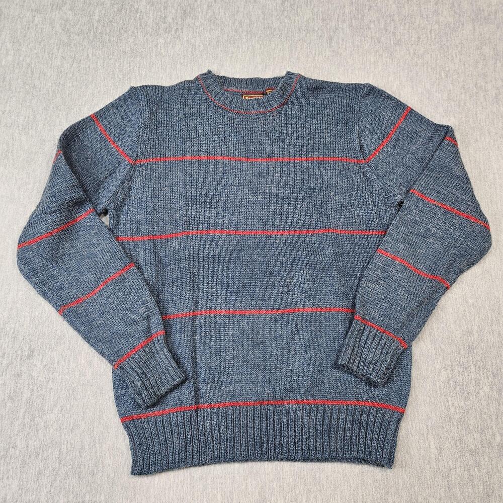 Vintage Repp Ltd Sweater Mens Large Blue Red Stripe Mohair Blend Crewneck